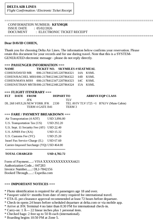 Raw vendor confirmation PDF